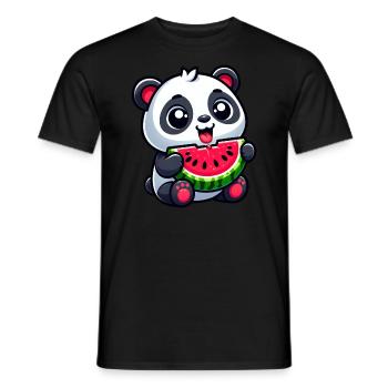 Panda Mit Wassermelone Fruchtig Niedlich - Männer T-Shirt - Schwarz - Vorne - AI Model Male 178 light (178cm)