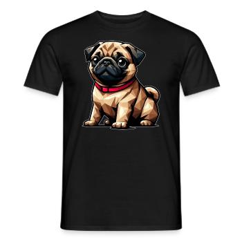 Geometrische Mopsdesign Hund Polygon Kunst - Männer T-Shirt - Schwarz - Vorne - AI Model Male 178 light (178cm)