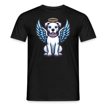 Cute Pitbull Angel Cartoon Dog with Wings - Men's T-Shirt - black - Front - AI Model Male 178 light (178cm)