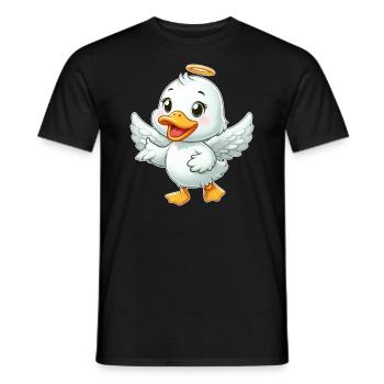 Süße Ente Engelsflügel Heiligenschein Cartoon - Männer T-Shirt - Schwarz - Vorne - AI Model Male 178 light (178cm)