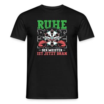 Ruhe Der Meister Ist Jetzt Dran Dartspieler - Männer T-Shirt - Schwarz - Vorne - AI Model Male 178 light (178cm)