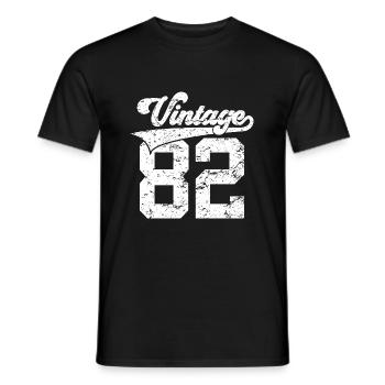 44TH BIRTHDAY 1982 VINTAGE 82 - Men's T-Shirt - black - Front - AI Model Male 178 light (178cm)