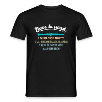 Klarinette Musik Instrument - Männer T-Shirt - Schwarz - Vorne - AI Model Male 178 light (178cm)