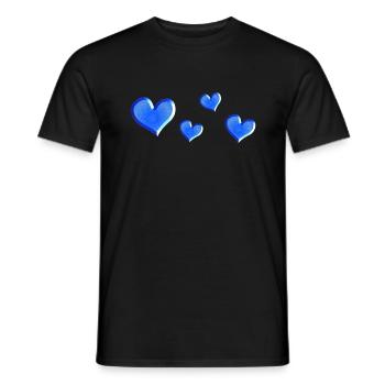 quatre cœurs bleu scintillants - T-shirt homme - noir - Devant - AI Model Male 178 light (178cm)