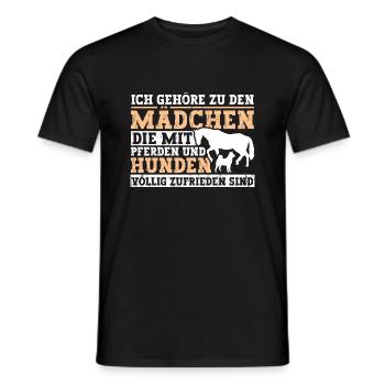 Mit Pferden und Hunden völlig zufrieden - Männer T-Shirt - Schwarz - Vorne - AI Model Male 178 light (178cm)