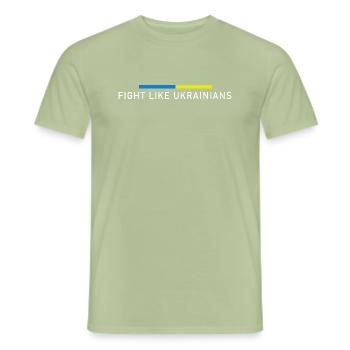 Combattez comme les Ukrainiens - T-shirt homme - vert sauge - Devant - AI Model Male 178 light (178cm)