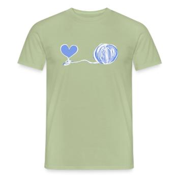 Symbole du cœur laine ligne rose amour - T-shirt homme - vert sauge - Devant - AI Model Male 178 light (178cm)
