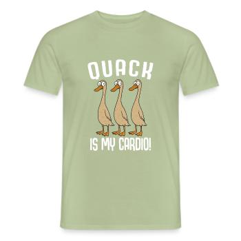 Drôle de canard canard coin-coin est mon cardio - T-shirt homme - vert sauge - Devant - AI Model Male 178 light (178cm)