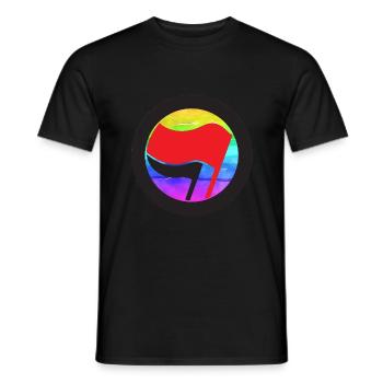 antifa regenbogen - Männer T-Shirt - Schwarz - Vorne - AI Model Male 178 light (178cm)