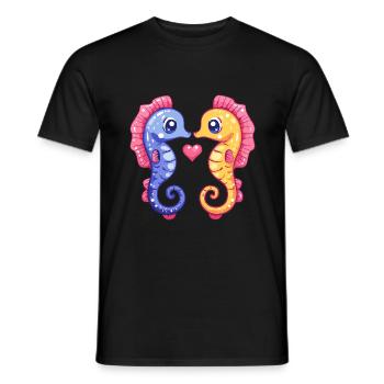 Seahorse Couple Love Valentine's Day - Men's T-Shirt - black - Front - AI Model Male 178 light (178cm)