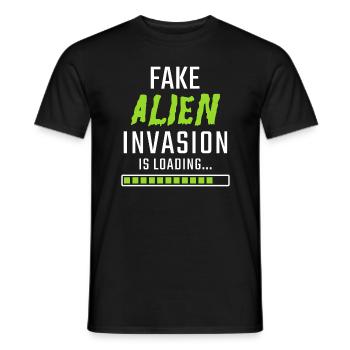 Fake Alien Invasion is Loading - Männer T-Shirt - Schwarz - Vorne - AI Model Male 178 light (178cm)