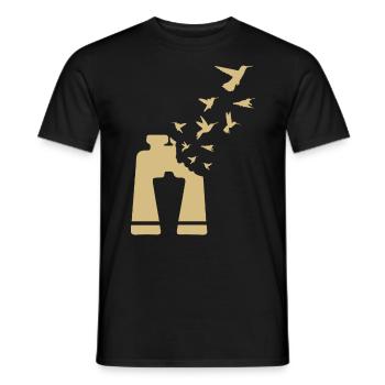 Observateur d’oiseaux Jumelles Vintage Birdwatcher - T-shirt homme - noir - Devant - AI Model Male 178 light (178cm)