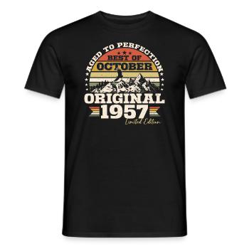 Octobre 1957 Cadeau d’anniversaire de naissance - T-shirt homme - noir - Devant - AI Model Male 178 light (178cm)