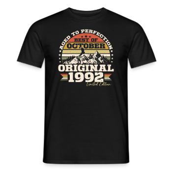 Octobre 1992 Cadeau d’anniversaire de naissance - T-shirt homme - noir - Devant - AI Model Male 178 light (178cm)