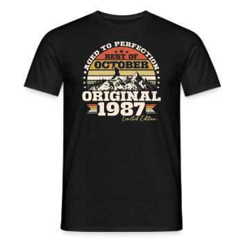Octobre 1987 Cadeau d’anniversaire de naissance - T-shirt homme - noir - Devant - AI Model Male 178 light (178cm)