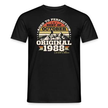 Octobre 1988 Cadeau d’anniversaire de naissance - T-shirt homme - noir - Devant - AI Model Male 178 light (178cm)