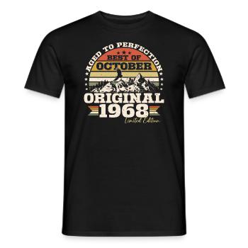 Octobre 1968 Cadeau d’anniversaire de naissance - T-shirt homme - noir - Devant - AI Model Male 178 light (178cm)