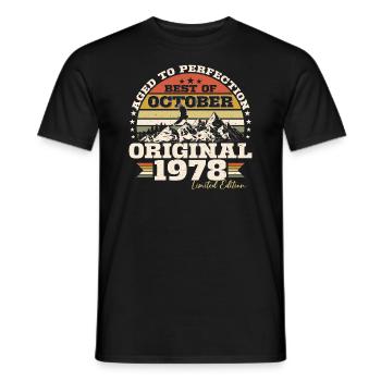 Octobre 1978 Cadeau d’anniversaire de naissance - T-shirt homme - noir - Devant - AI Model Male 178 light (178cm)