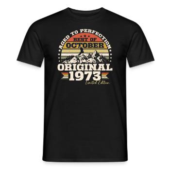 Octobre 1973 Cadeau d’anniversaire de naissance - T-shirt homme - noir - Devant - AI Model Male 178 light (178cm)