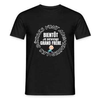 Bientôt grand frère humour futur frère - T-shirt homme - noir - Devant - AI Model Male 178 light (178cm)