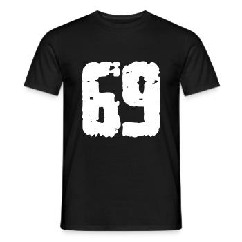 69 Zahl Vintage - Männer T-Shirt - Schwarz - Vorne - AI Model Male 178 light (178cm)