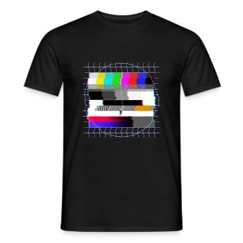 Tube TV test pattern - distorted - 80s - Men's T-Shirt - black - Front - AI Model Male 178 light (178cm)
