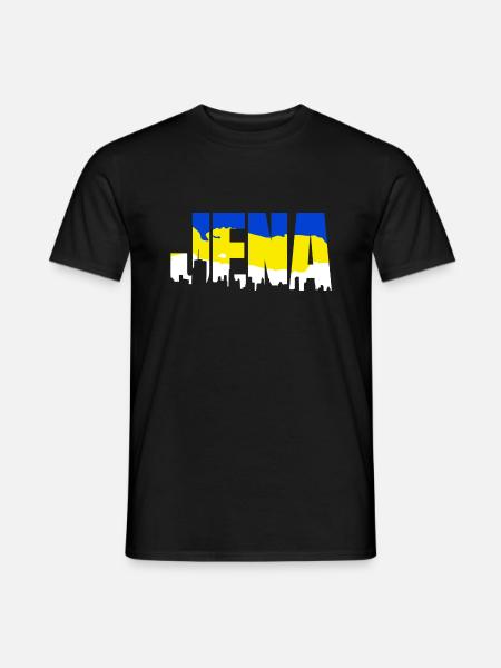 Jena Skyline Blau Gelb Weiß - Männer T-Shirt - Schwarz