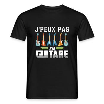 Humour | J'peux pas j'ai guitare - T-shirt homme - noir - Devant - AI Model Male 178 light (178cm)