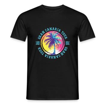 Gran Canaria Tour Palm Trees Colorful - Men's T-Shirt - black - Front - AI Model Male 178 light (178cm)