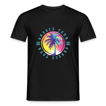 Tour de la Grèce Palmiers Multicolores - T-shirt homme - noir - Devant - AI Model Male 178 light (178cm)