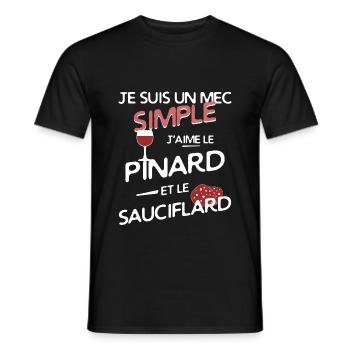 Pinard et sauciflard - T-shirt homme - noir - Devant - AI Model Male 178 light (178cm)