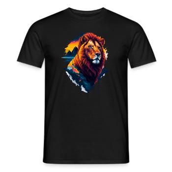 Abstract illustration of lion - Men's T-Shirt - black - Front - AI Model Male 178 light (178cm)