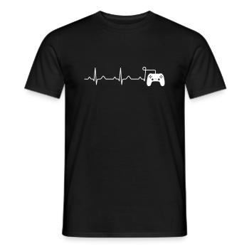 Gamer Heartbeat Gaming Controller Draht - Männer T-Shirt - Schwarz - Vorne - AI Model Male 178 light (178cm)