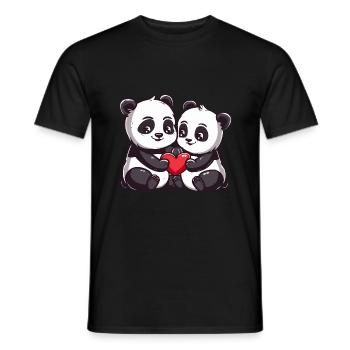 Panda Paar Liebe Valentinstag - Männer T-Shirt - Schwarz - Vorne - AI Model Male 178 light (178cm)