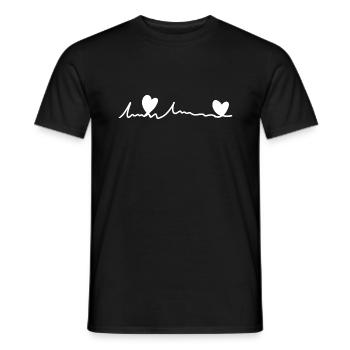 coeur de texte de police de ligne - T-shirt homme - noir - Devant - AI Model Male 178 light (178cm)