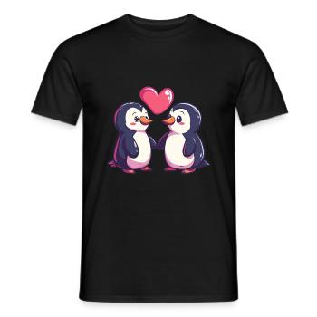 Pingouin Couple Amour Saint-Valentin - T-shirt homme - noir - Devant - AI Model Male 178 light (178cm)