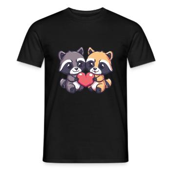 Waschbär Paar Liebe Valentinstag - Männer T-Shirt - Schwarz - Vorne - AI Model Male 178 light (178cm)
