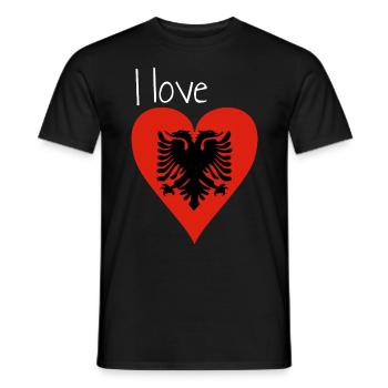 Ich liebe Albanien! Geschenkidee,albanische Flagge - Männer T-Shirt - Schwarz - Vorne - AI Model Male 178 light (178cm)