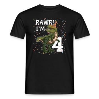 Kinder Rawr I'm 4 4. Geburtstag Dinosaurier Shirts Boys - Männer T-Shirt - Schwarz - Vorne - AI Model Male 178 light (178cm)