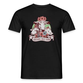 Friends Not Food Vegan Tee - T-shirt homme - noir - Devant - AI Model Male 178 light (178cm)