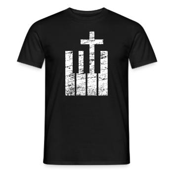 Clavier et croix - Musicien chrétien - T-shirt homme - noir - Devant - AI Model Male 178 light (178cm)