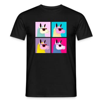 Pop-Art - Lama avec lunettes de soleil - T-shirt homme - noir - Devant - AI Model Male 178 light (178cm)