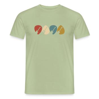 Vintage Guitar Pick - Men's T-Shirt - sage - Front - AI Model Male 178 light (178cm)