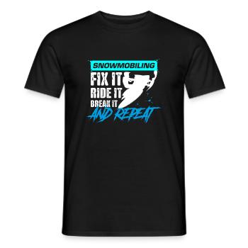 Snowmobiling Fix it, ride it, Break it and repeat - Men's T-Shirt - black - Front - AI Model Male 178 light (178cm)