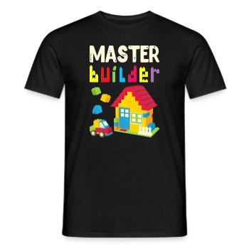 Cool Master Builder Funny Building Blocks Gift Dad - Men's T-Shirt - black - Front - AI Model Male 178 light (178cm)