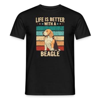 Beagle Hund - Männer T-Shirt - Schwarz - Vorne - AI Model Male 178 light (178cm)