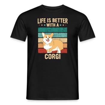 Pembroke Welsh Corgi Chiens Chiens - T-shirt homme - noir - Devant - AI Model Male 178 light (178cm)