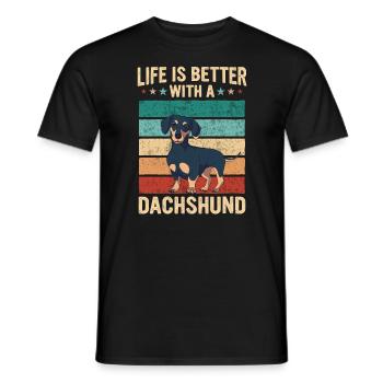 Dackel Hund - Männer T-Shirt - Schwarz - Vorne - AI Model Male 178 light (178cm)