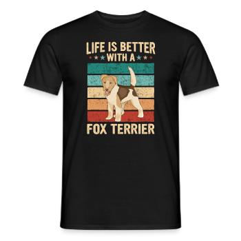 Chien Fox Terrier - T-shirt homme - noir - Devant - AI Model Male 178 light (178cm)