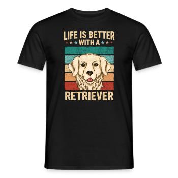 Chien Golden Retriever - T-shirt homme - noir - Devant - AI Model Male 178 light (178cm)